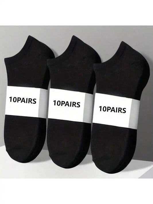 10 Pairs Thin Socks Unisex Ankle Daily Wear Sweat Absorbing
