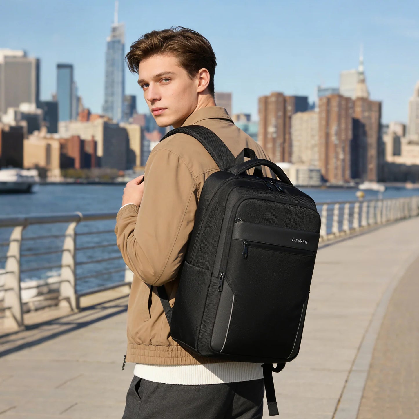 Waterproof Nylon Unisex Business Backpack With Laptop Compartment
