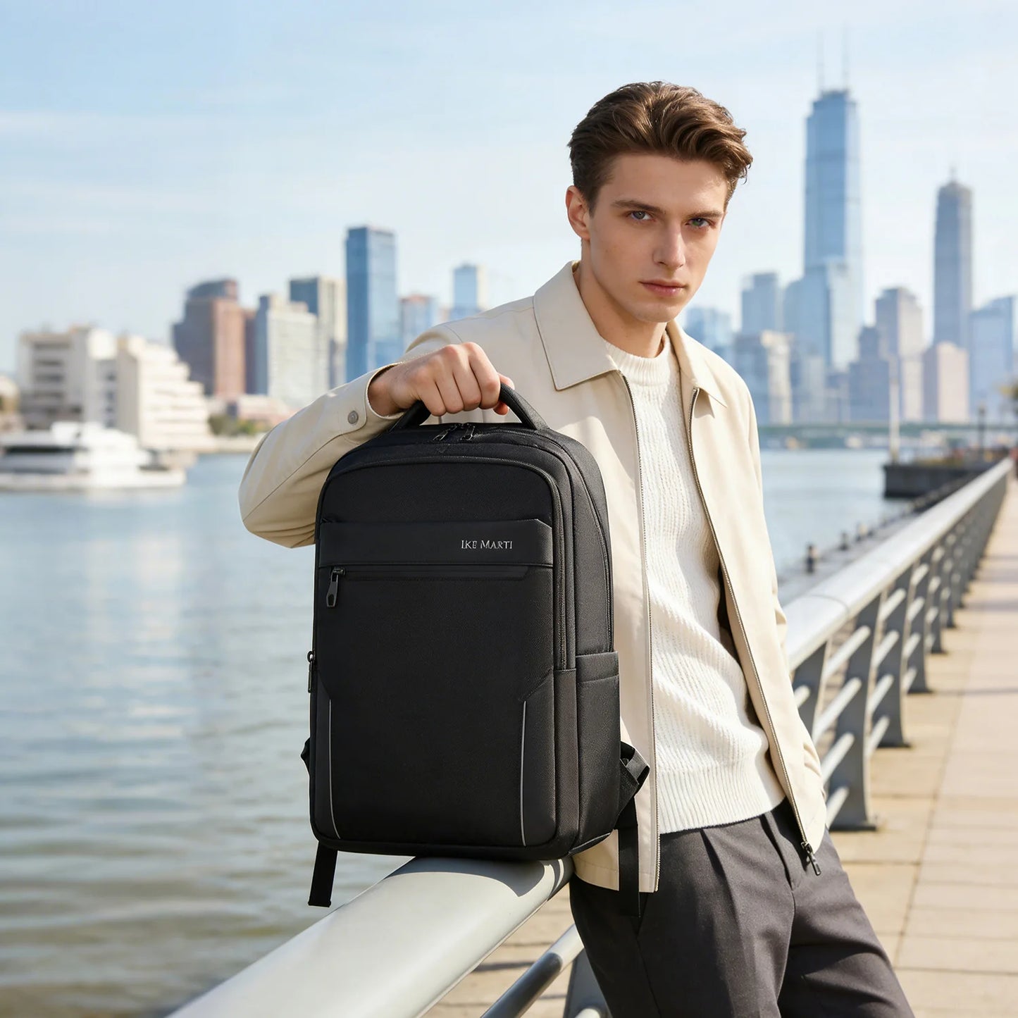Waterproof Nylon Unisex Business Backpack With Laptop Compartment