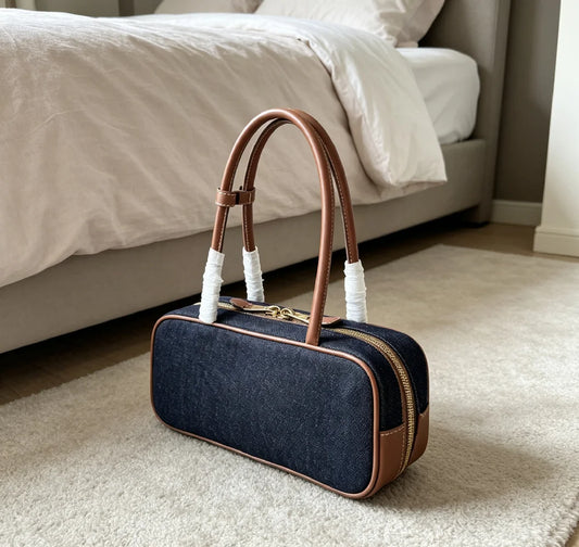 Ladies Genuine Leather Crossbody Shoulder Handbag With Metal Buckle