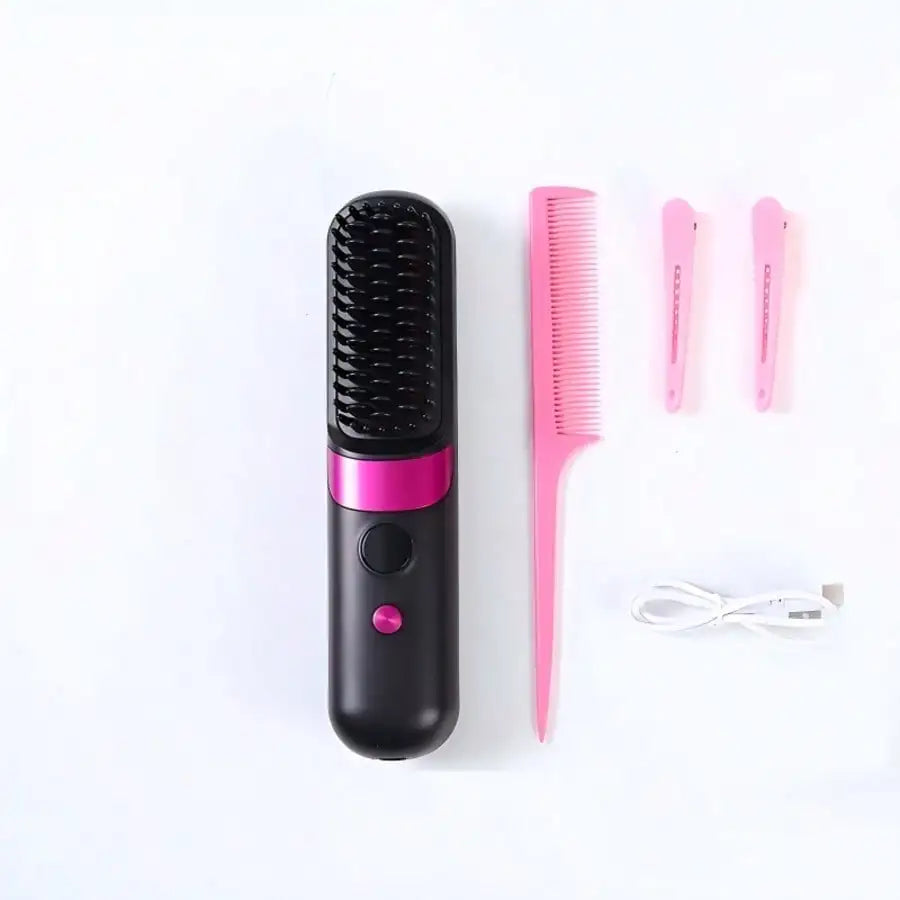 Mini Hair Straightener Comb Set USB Rechargeable Battery