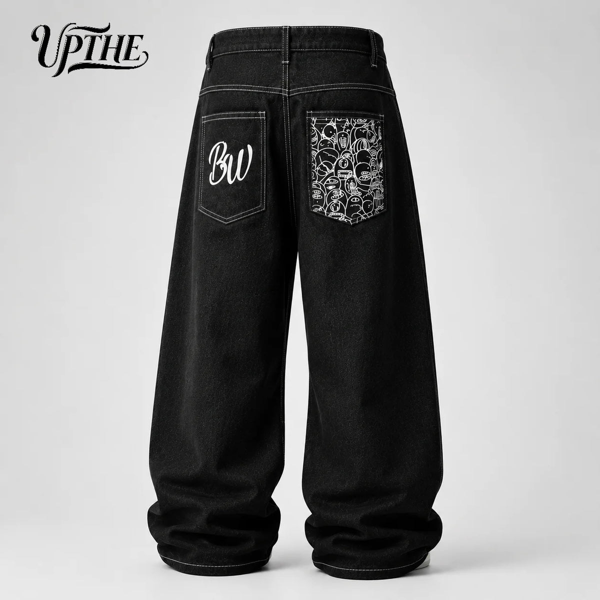 UPTHE Men's Baggy Wide Leg Graphic Print Streetwear Jeans
