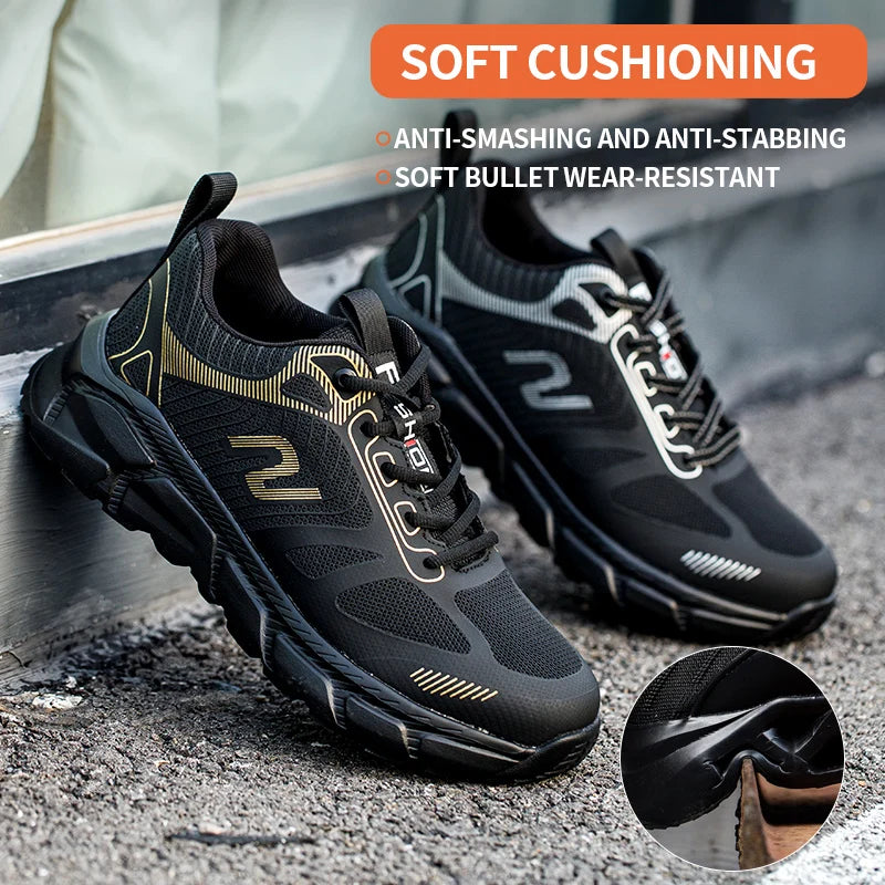 Industrial Safety Shoes Breathable Knit Non Slip And Shock Absorption