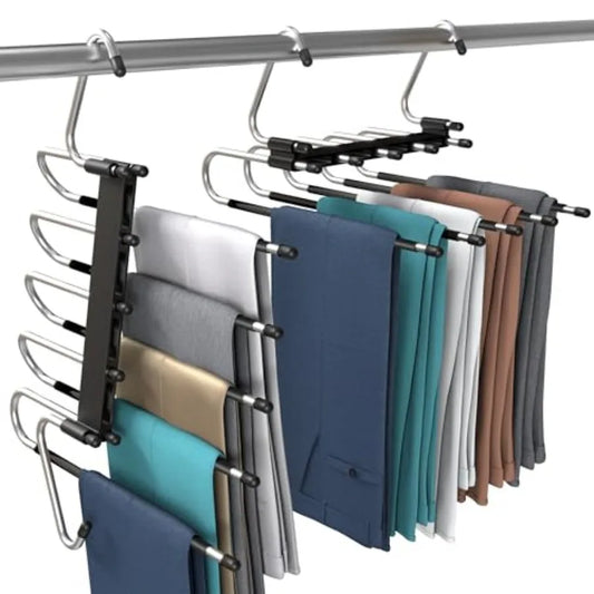 Space-Saving Foldable Pants Hangers With Clips 2-Pack