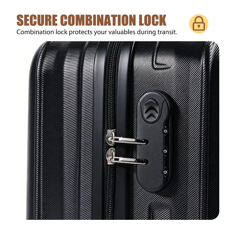 2-Piece Hardside Carry-On Luggage Set With USB Port TSA Lock