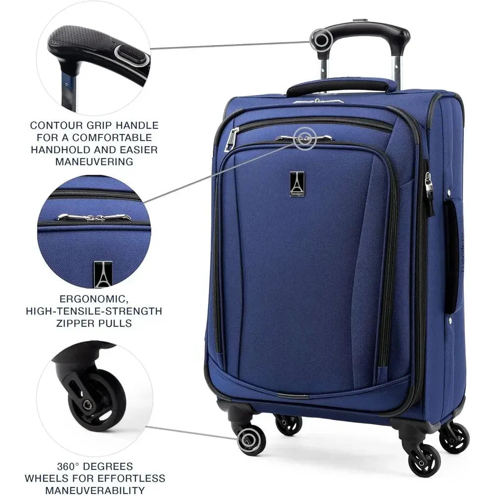 3-Piece Luggage Set With Underseat Tote And Expandable Spinner Wheels