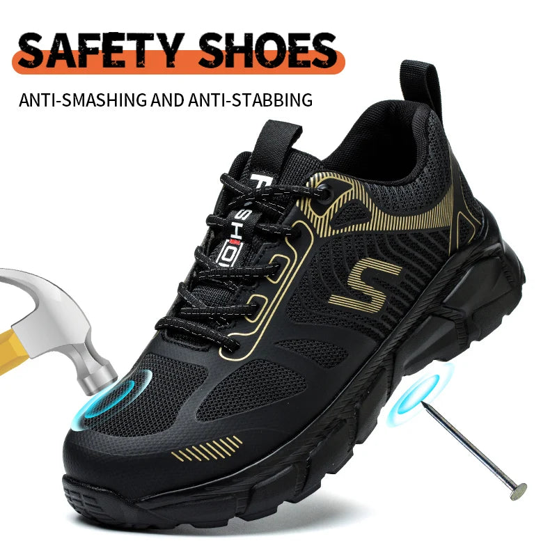 Industrial Safety Shoes Breathable Knit Non Slip And Shock Absorption