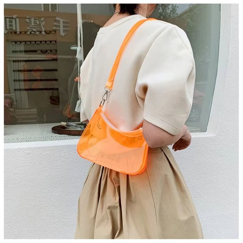 Waterproof Transparent Jelly Bag Women Clear Shoulder Purse