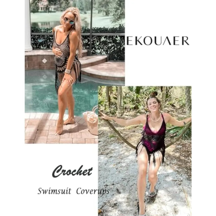 Beach Crochet Bikini Cover Up Tassel Dress For Women