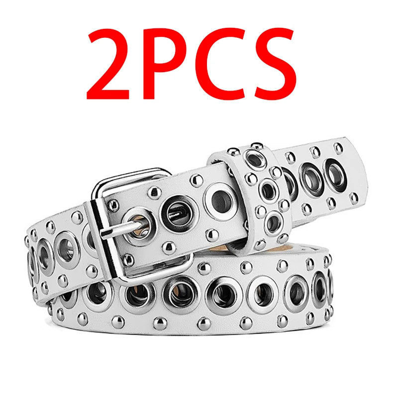Women Fashionable Rivet Needle Buckle Thin Waist Belt