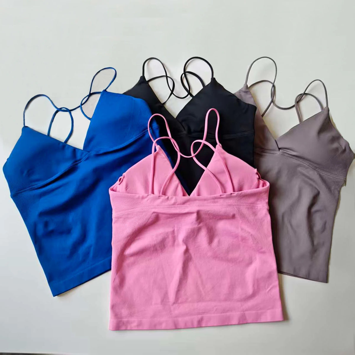 NCLAGEN Women's Seamless Twist Front Longline Yoga Workout Tank Top