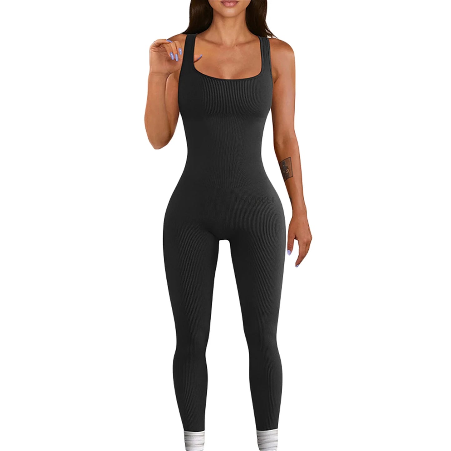 Hirigin Women Sleeveless Bodycon Jumpsuit U Neck Romper Streetwear Clubwear