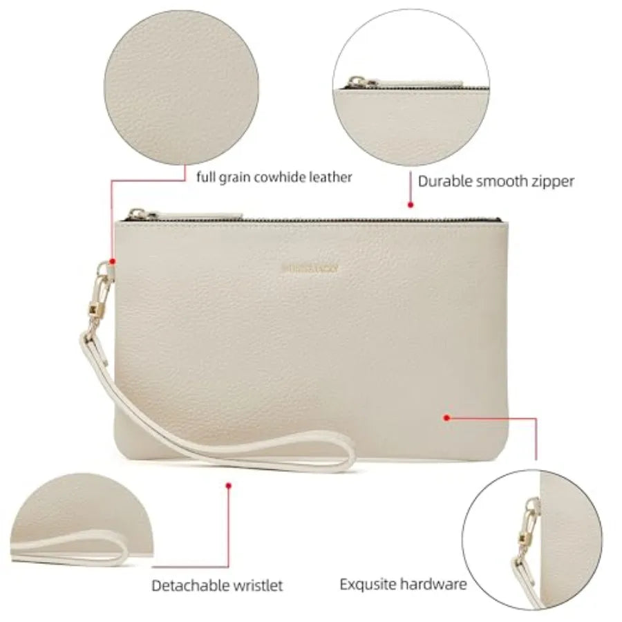 Doris and Jacky Leather Wristlet Clutch With RFID Blocking