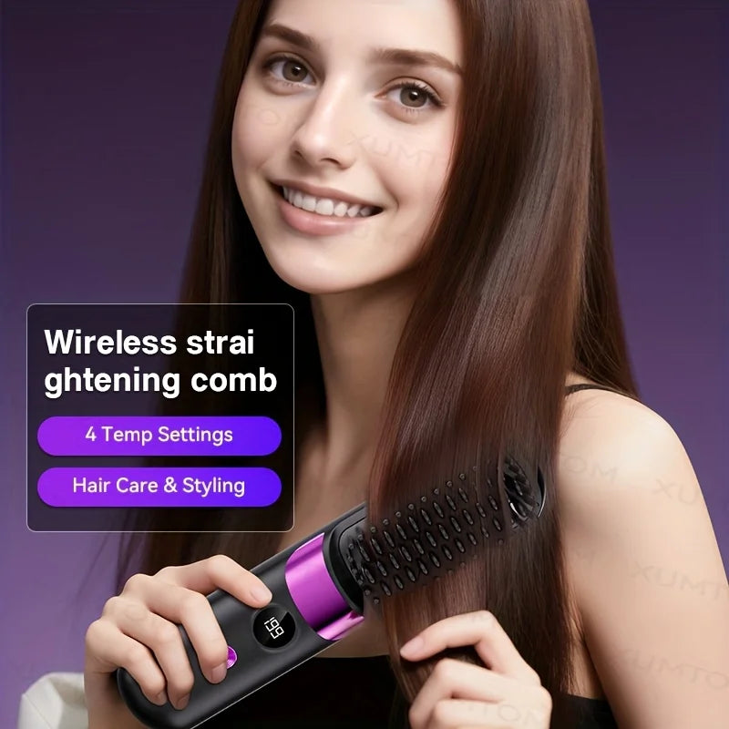 Multifunction Straightening Comb And Curling Iron With LED Display