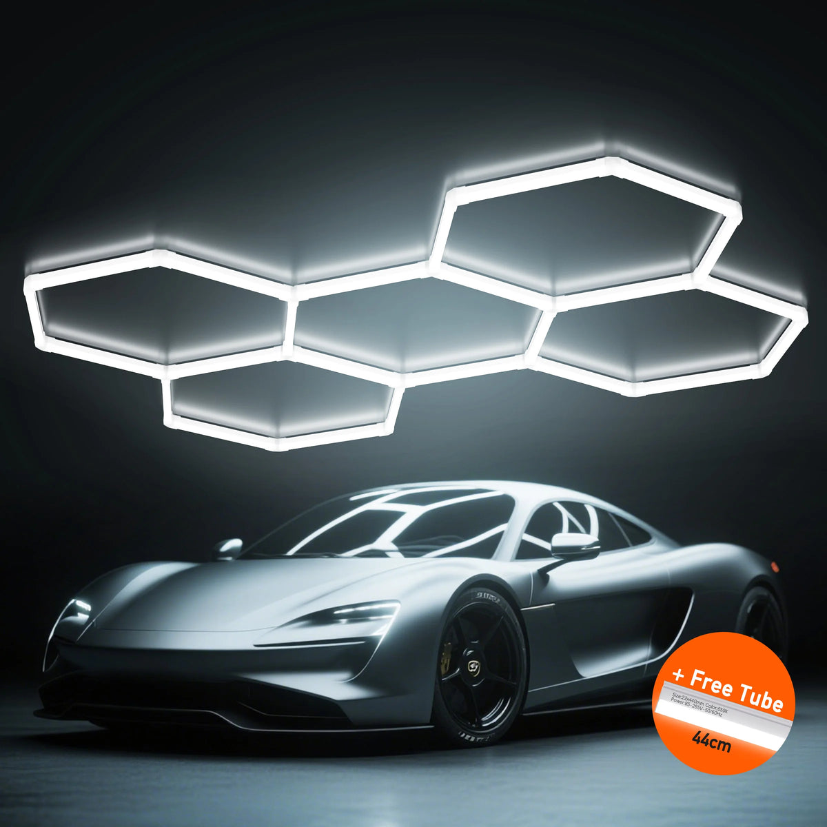 Hexagon LED Ceiling Light With Honeycomb Frame For Garage Workshop