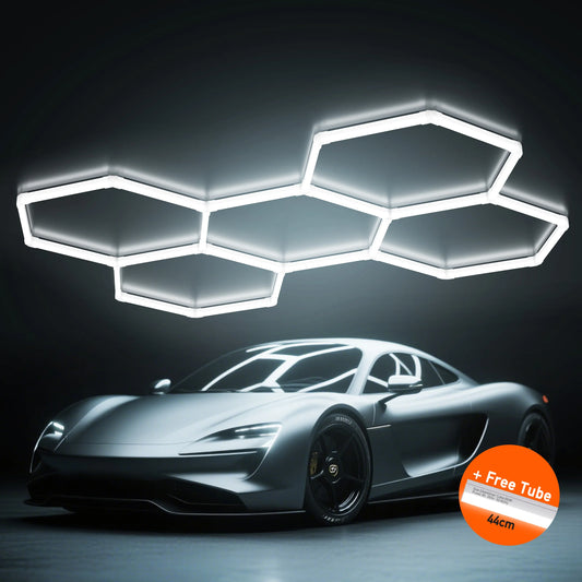 Hexagon LED Ceiling Light With Honeycomb Frame For Garage Workshop
