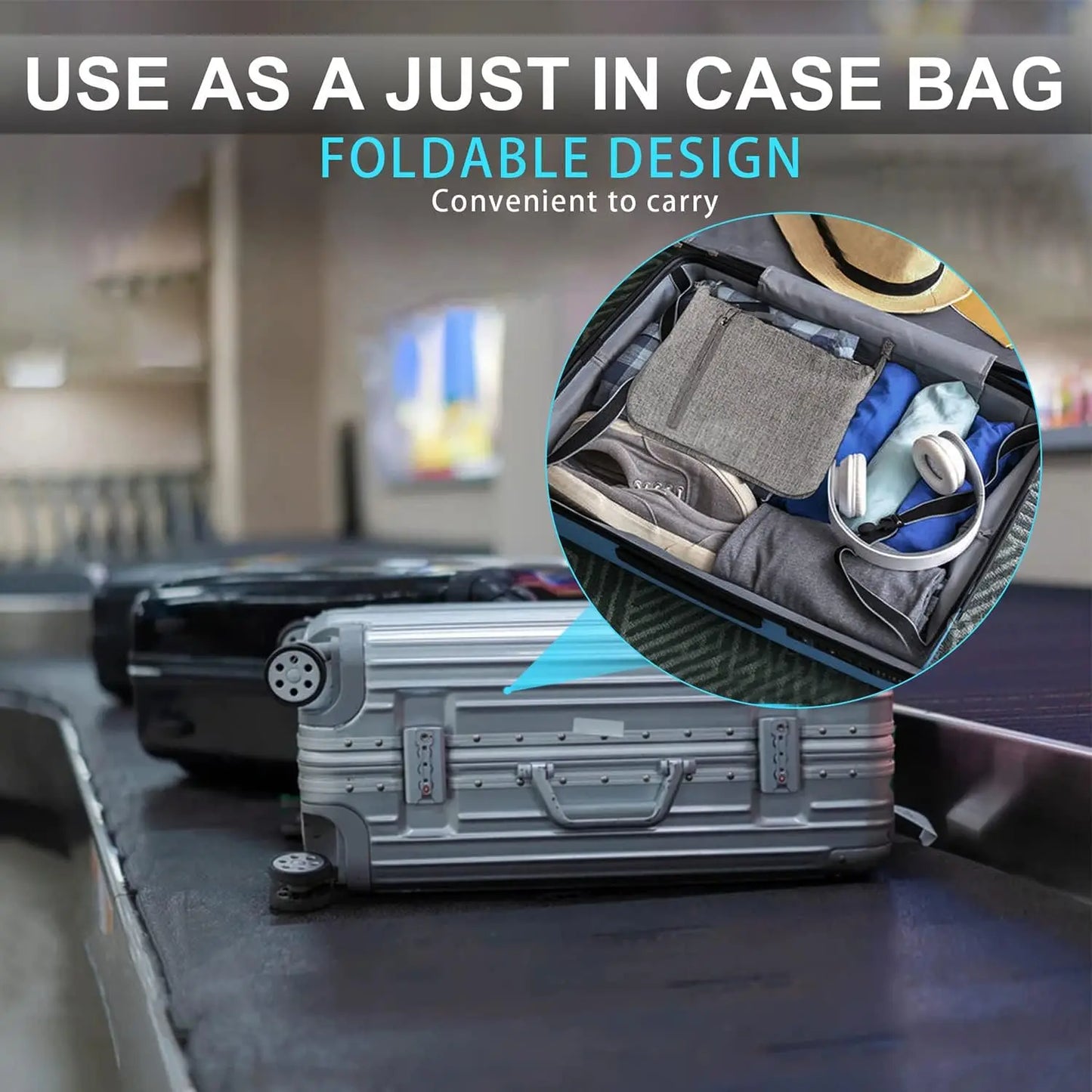 Foldable Travel Duffle Bag With Shoe Compartment Water Resistant