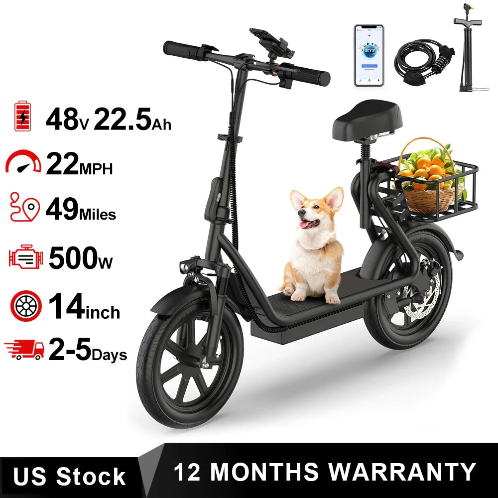AOVOPRO Electric Scooter With Seat Foldable 28 Mile Range