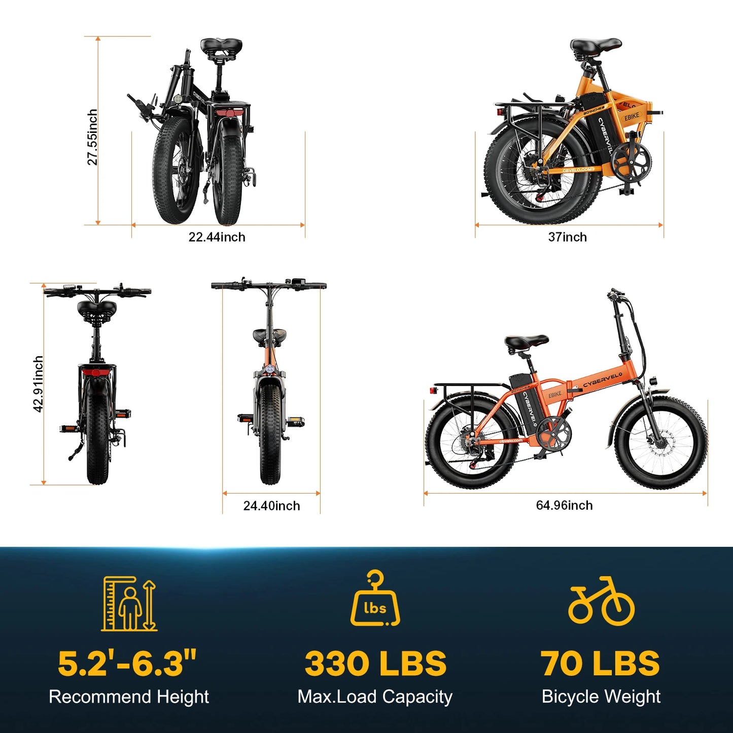 LIONLAND EK4 Folding Electric Bike 960Wh 30 MPH 80-Mile Range