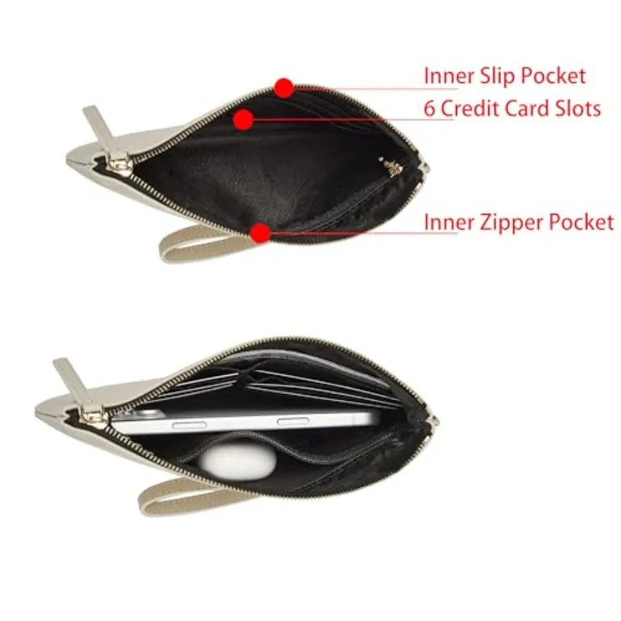 Doris and Jacky Leather Wristlet Clutch With RFID Blocking