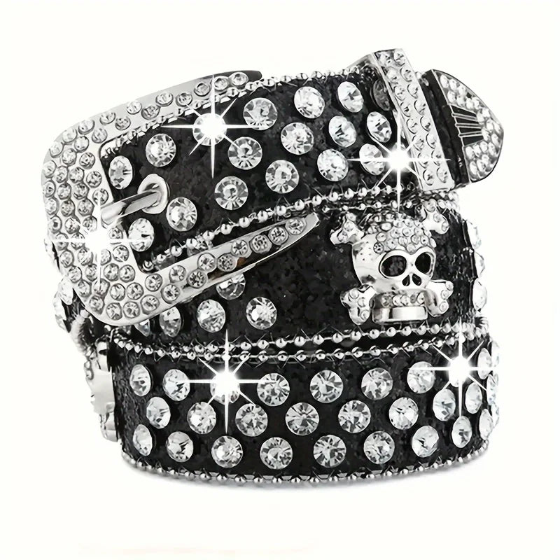 Rhinestone Western Cowgirl Belt PU Leather Sparkling Accessory Women