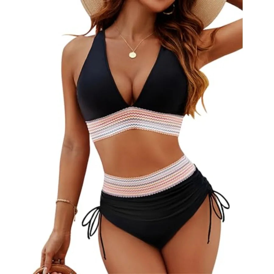 Blooming Jelly Women's High Waisted Bikini Set With Tummy Control