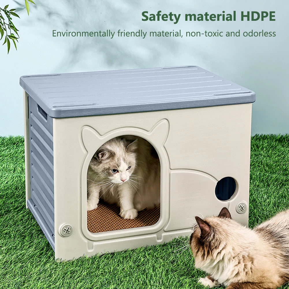 Rainproof Outdoor Cat House With Cozy All Season Shelter