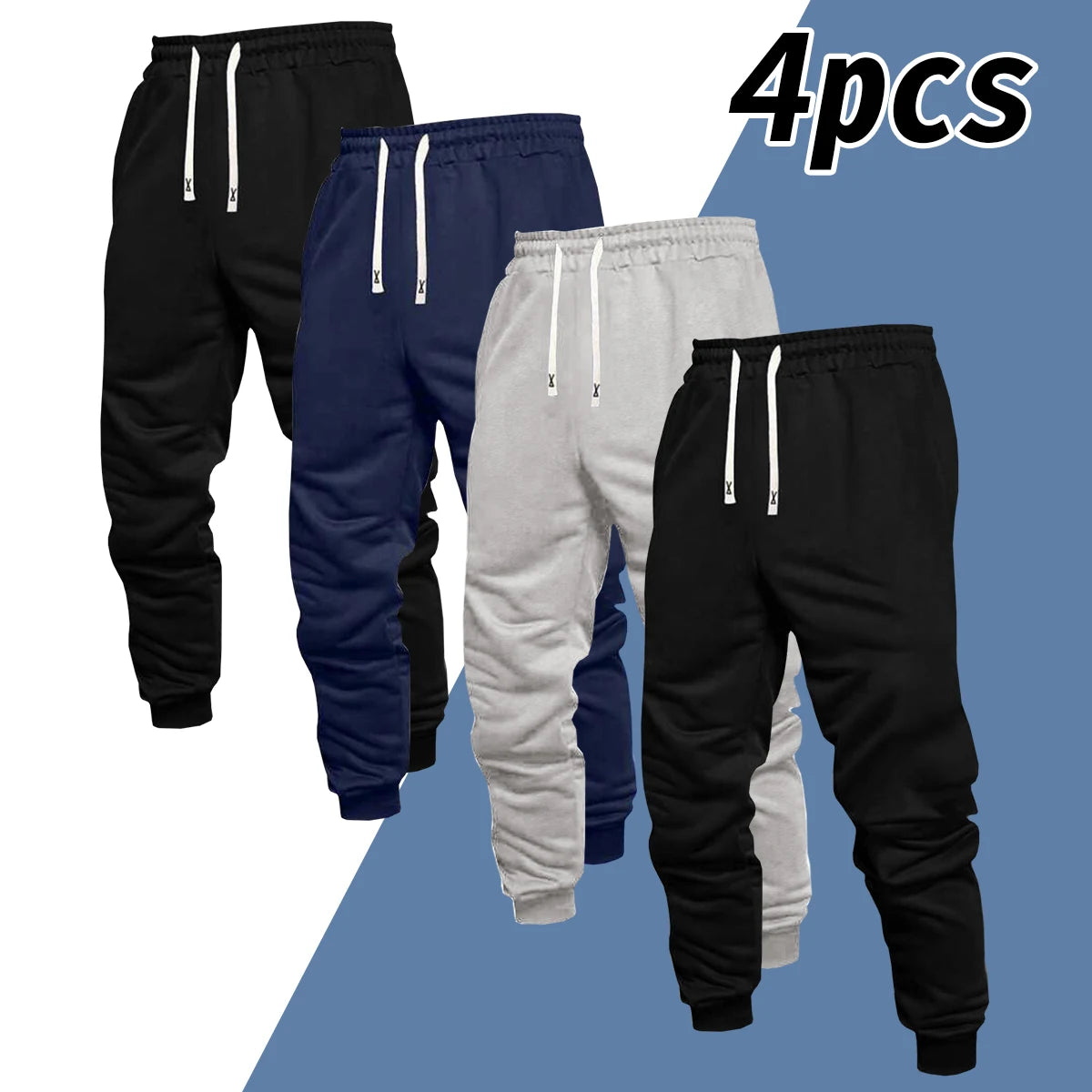 Men's Four Piece Casual Ankle Jogger Pants With Drawstring Waist