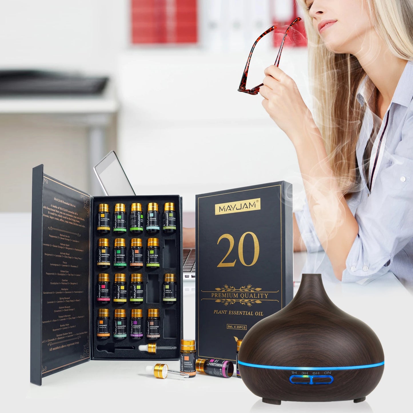 MAYJAM 20 Bottles Essential Oil Gift Set For Diffusers