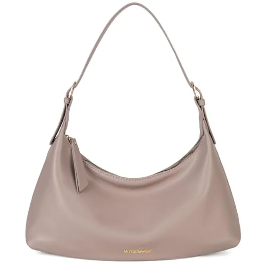 Genuine Leather Shoulder Purses for Women Crescent Hobo Bag