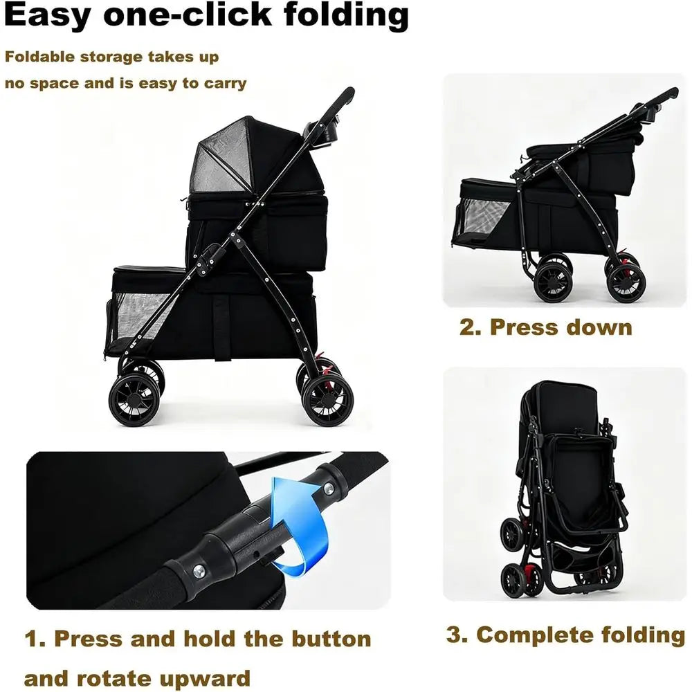 Ticify Durable Lightweight Double Dog Stroller 360 Wheels