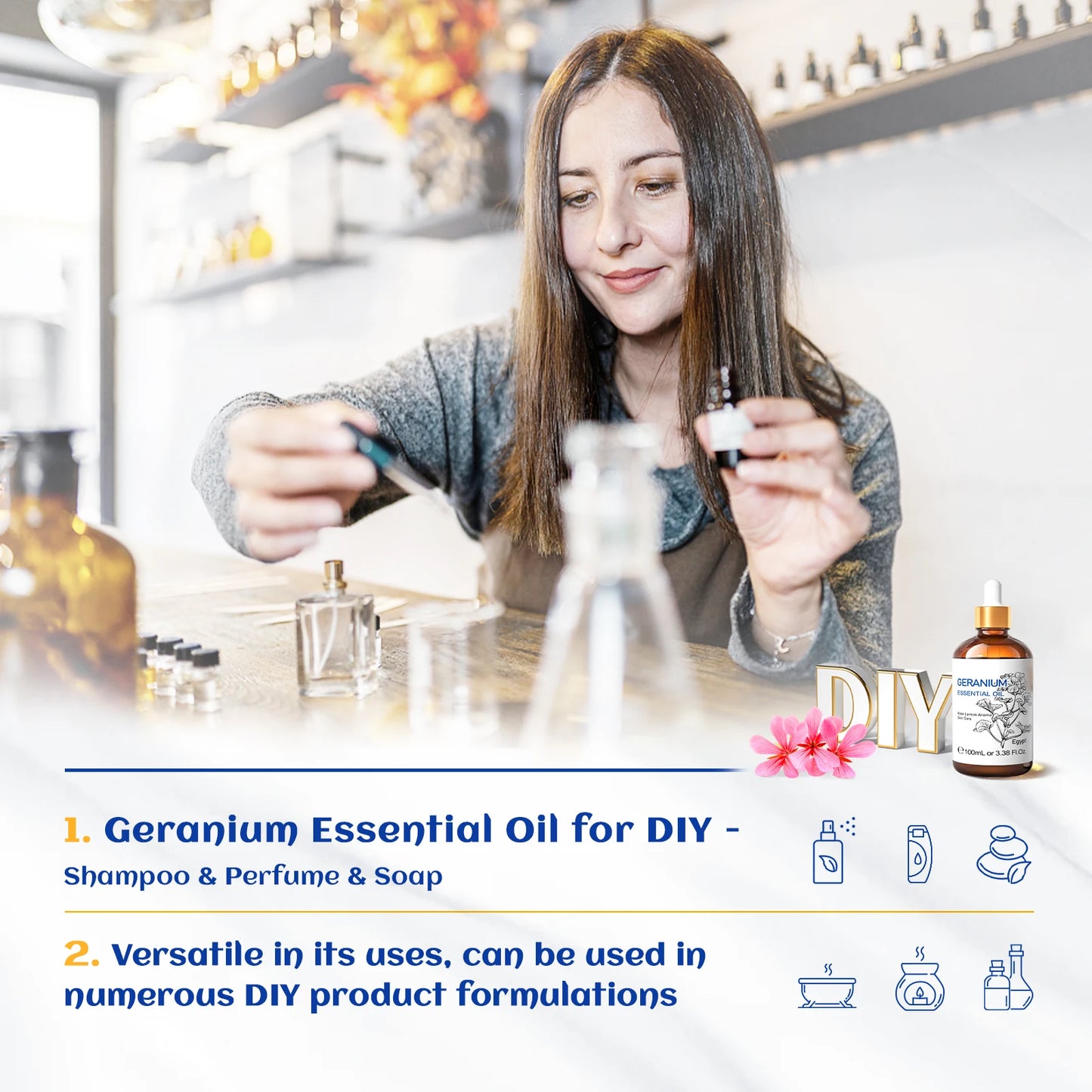 HIQILI Essential Oils Frankincense Lemon Rosemary Lavender Tea Tree Ylang