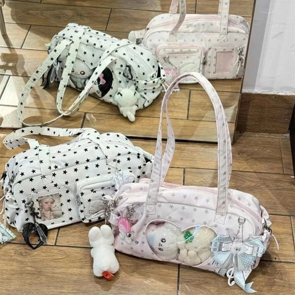 Japanese Transparent Ita Bag Women Star Print Kawaii Shoulder Bag
