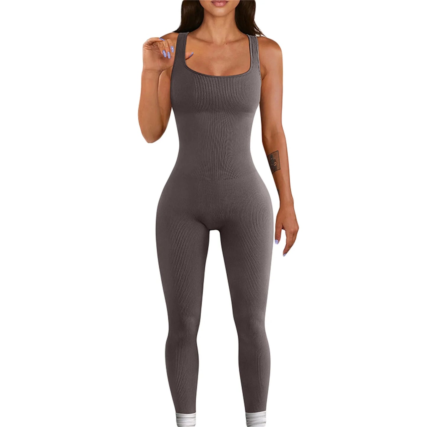 Hirigin Women Sleeveless Bodycon Jumpsuit U Neck Romper Streetwear Clubwear