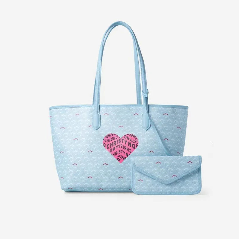Printed Heart Letter Travel Tote Bag For Portable Storage