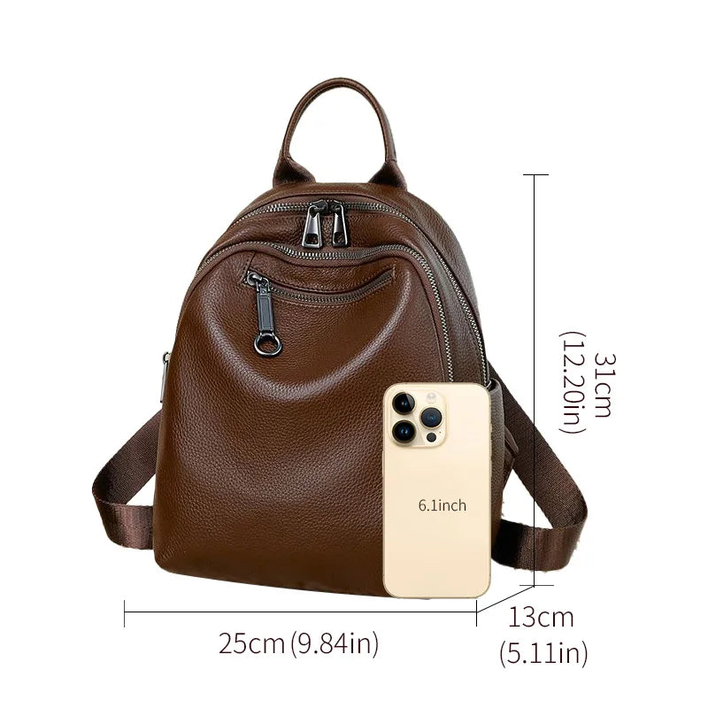 Aidrani Genuine Leather Womens Backpack Lightweight Work Travel