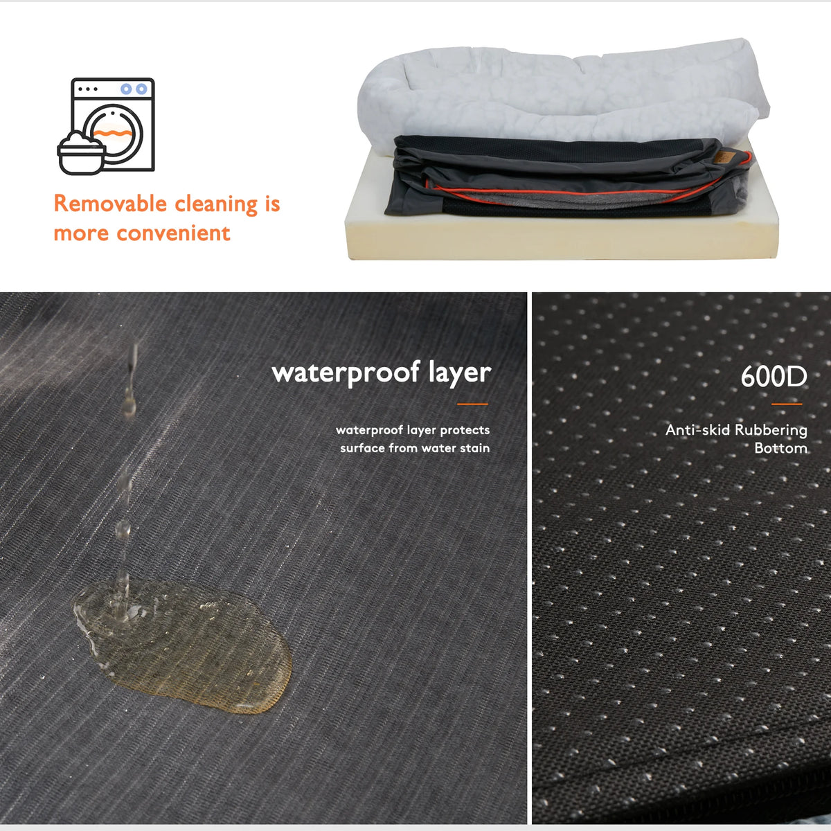 BINGOPAW Comfortable Waterproof Dog Bed With Removable Washable Cover