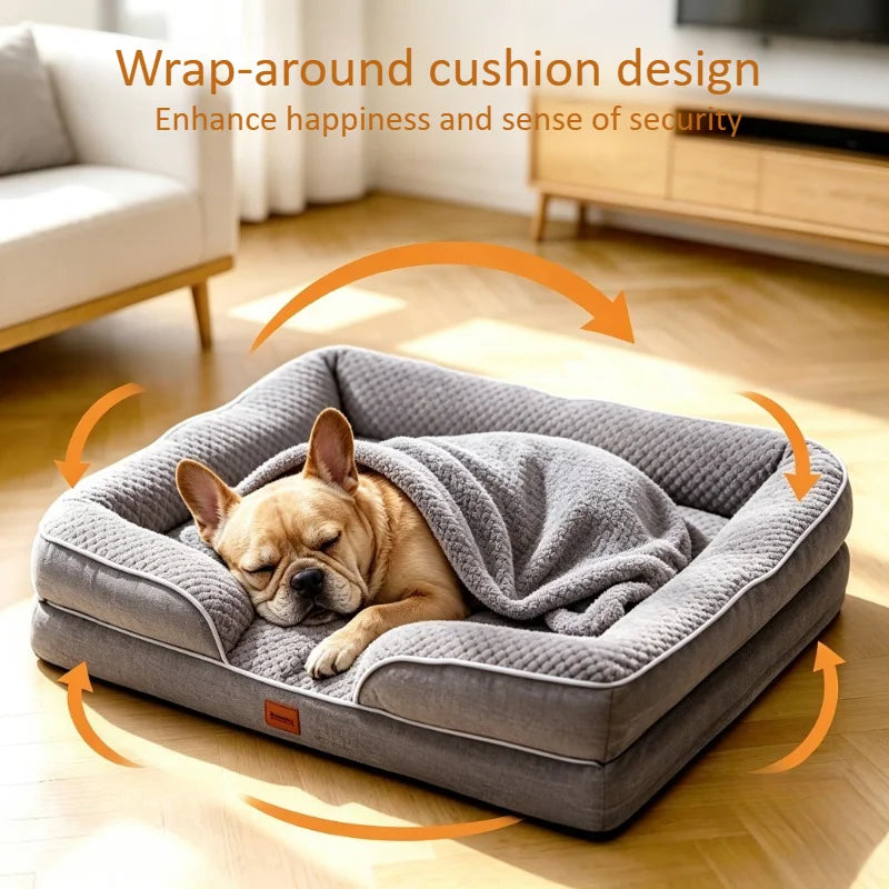 Orthopedic Memory Foam Dog Bed With Washable Waterproof Cover