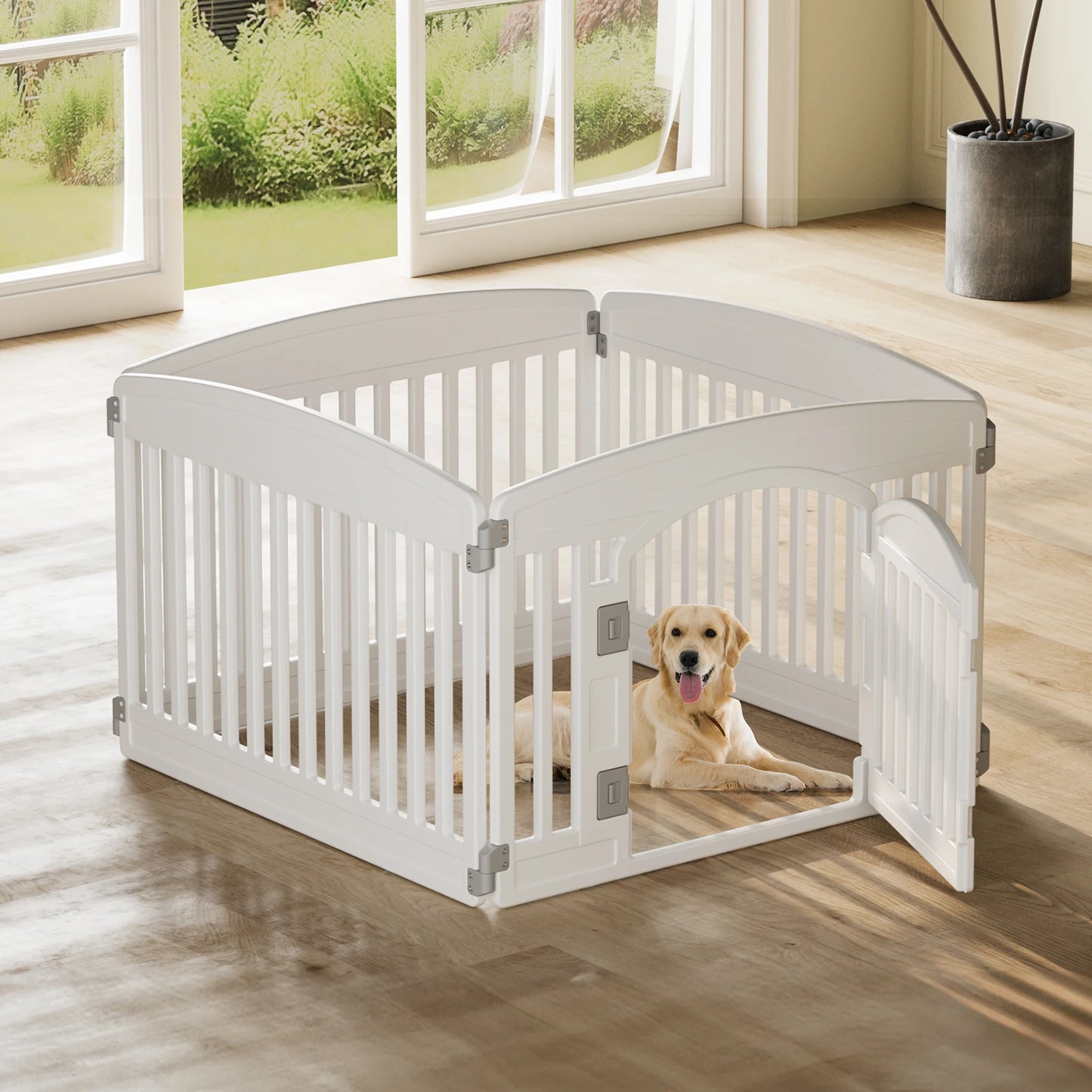 JHK Plastic Dog Playpen 6-Panel Expandable Indoor Outdoor