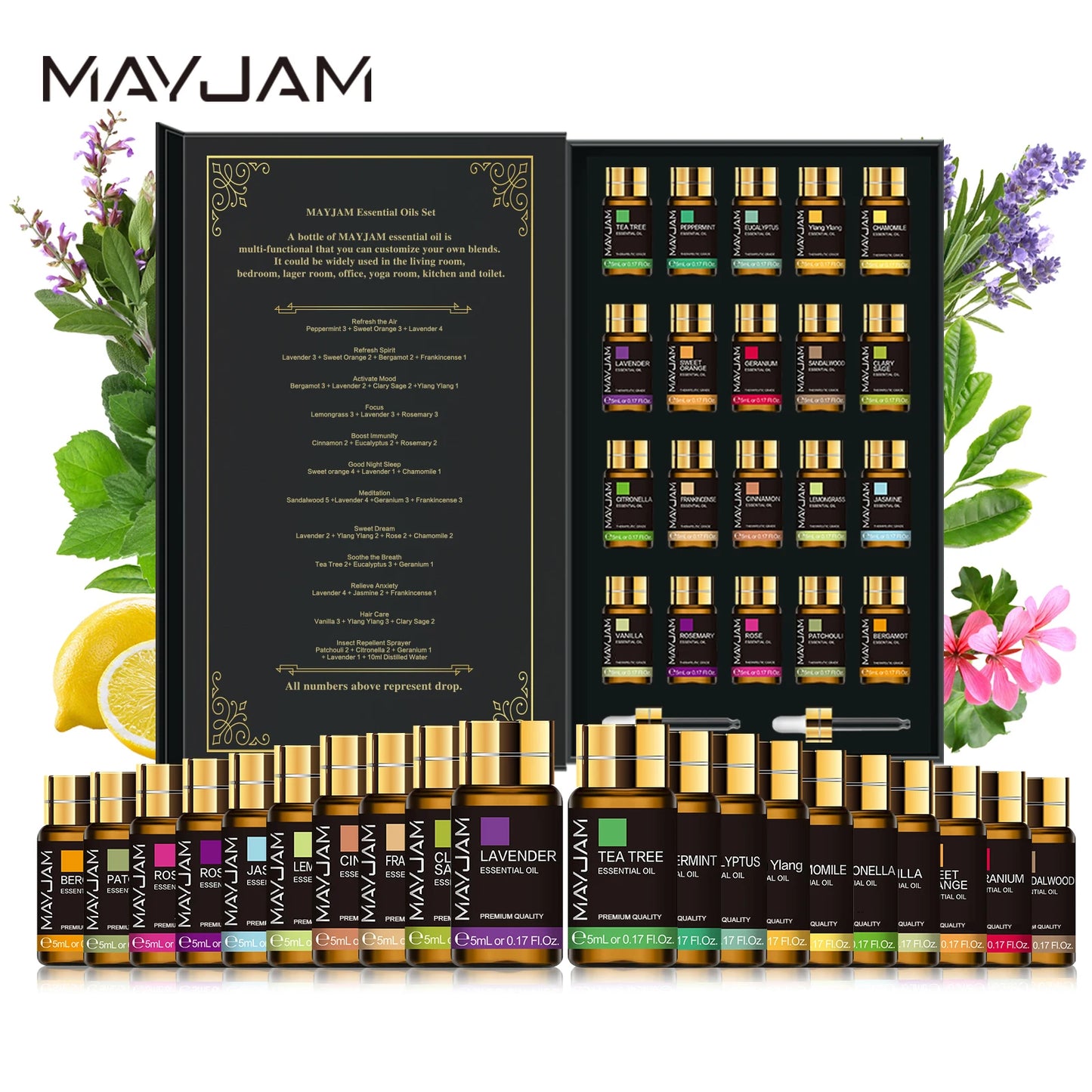MAYJAM 20 Bottles Essential Oil Gift Set For Diffusers