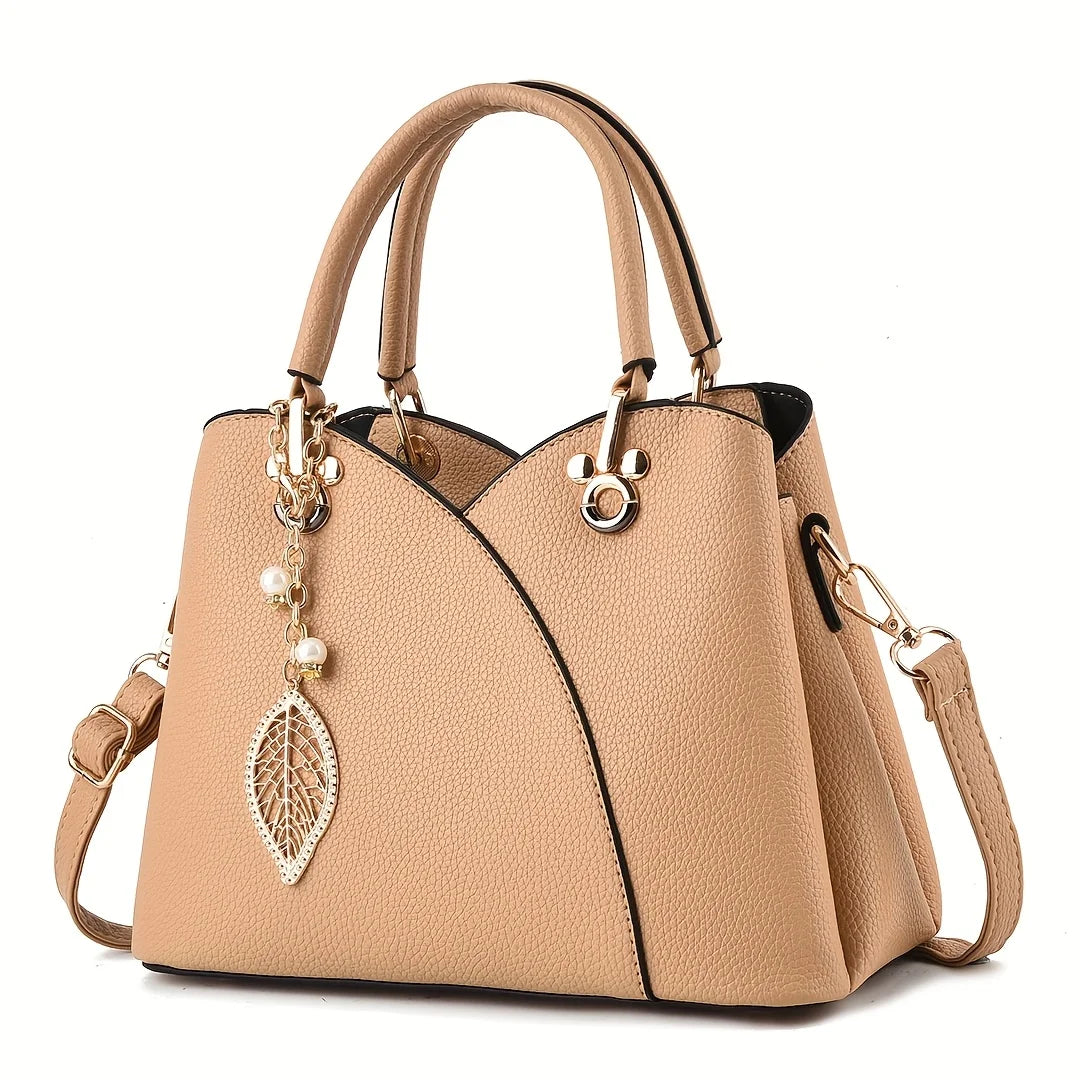 Lychee Pattern PU Leather Handbag For Daily Use And Outings
