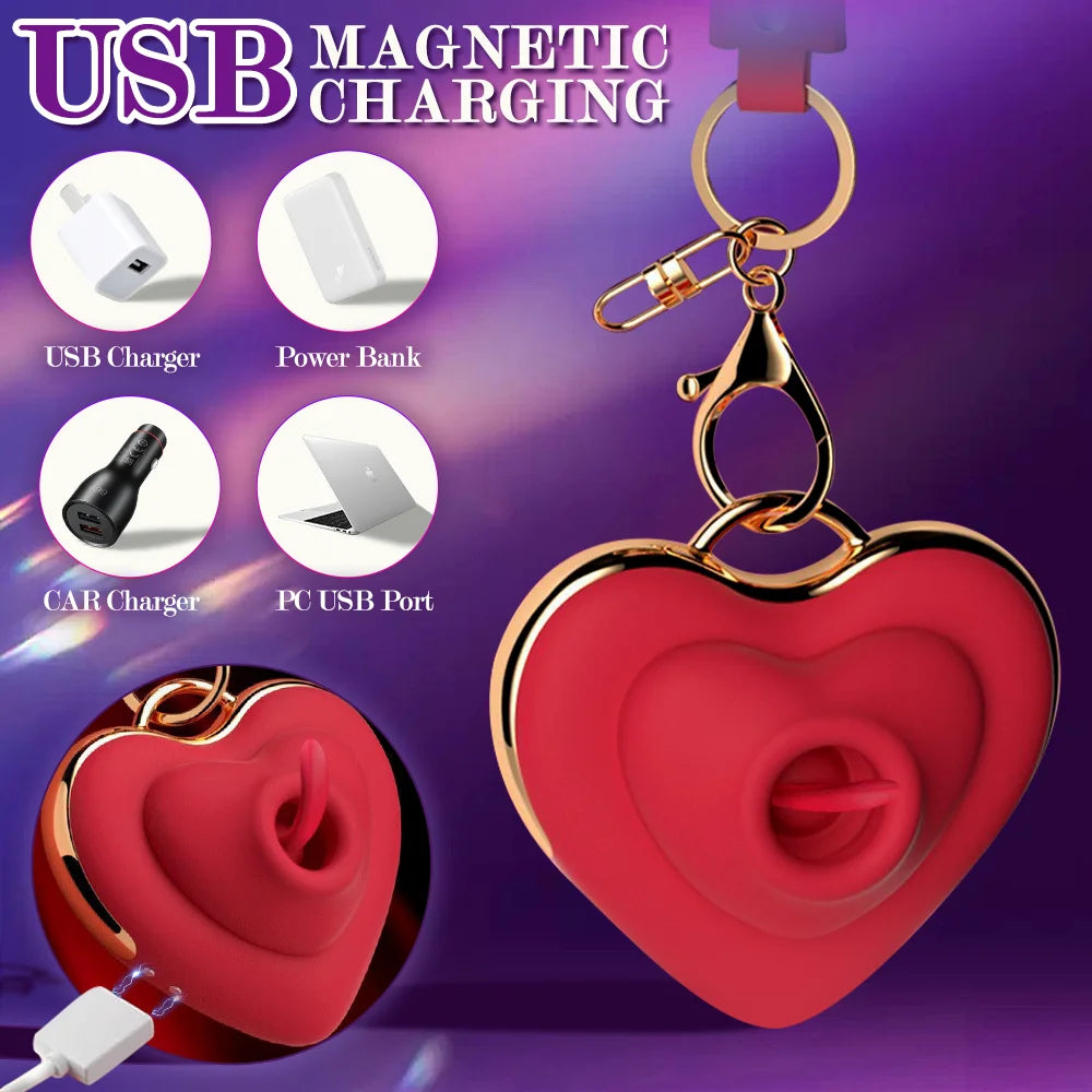 JoinJJToy Mini Heart Shaped Tongue Stimulator USB Rechargeable For Women