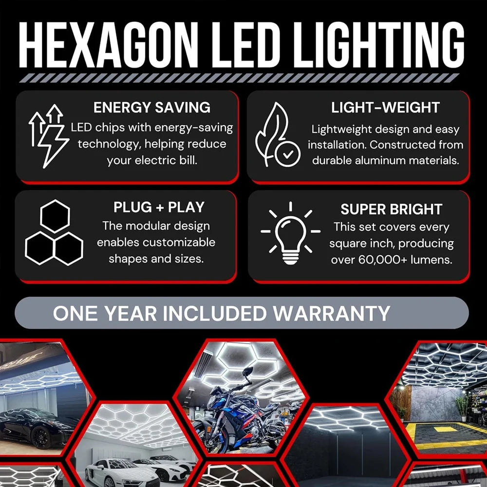 Honeycomb Hexagonal Led Tube Lighting For Garage And Workshops