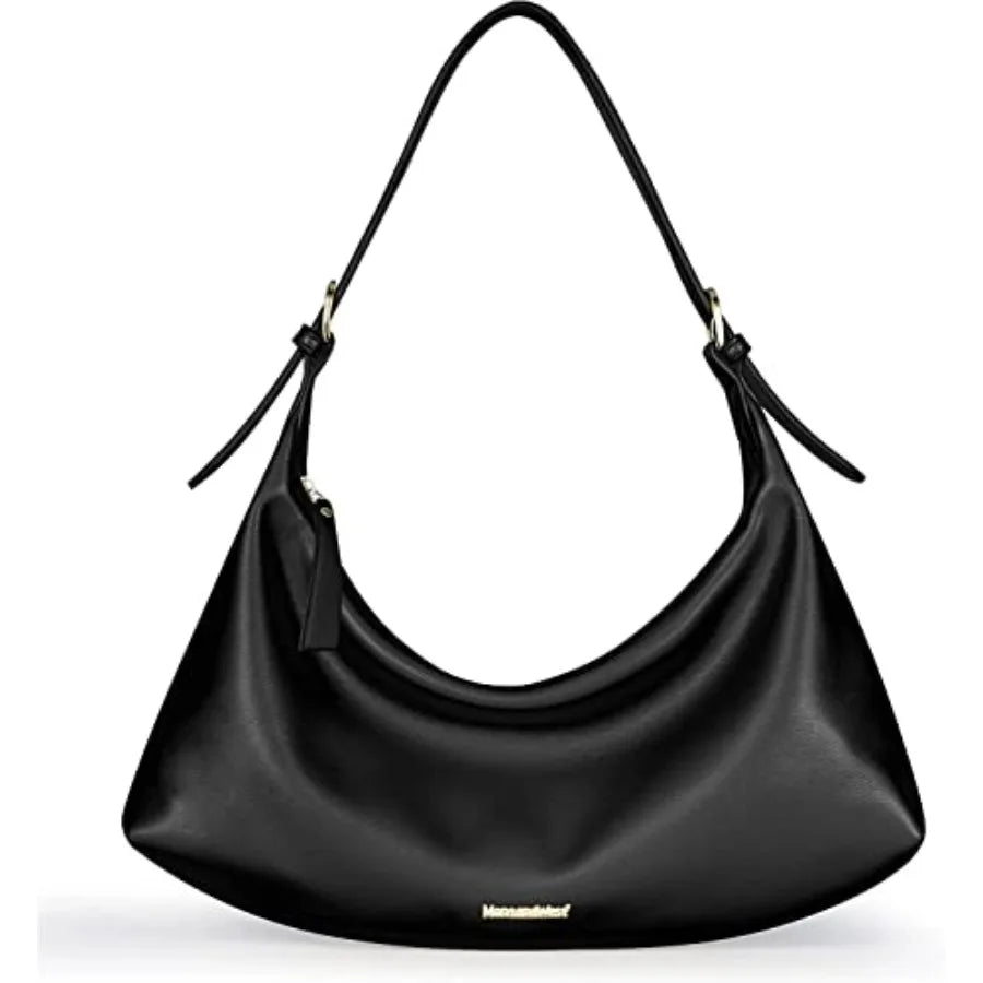 Genuine Leather Shoulder Purses for Women Crescent Hobo Bag