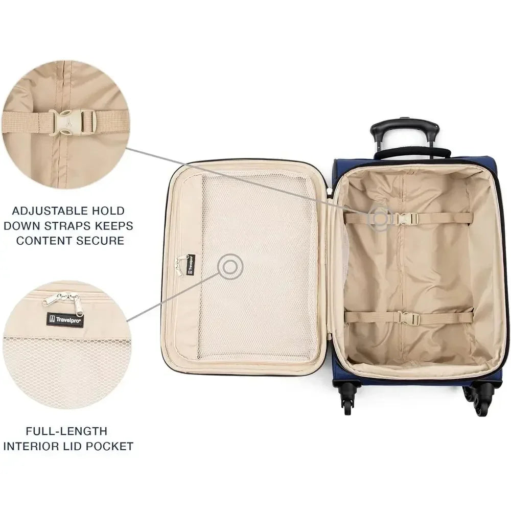 3-Piece Luggage Set With Underseat Tote And Expandable Spinner Wheels