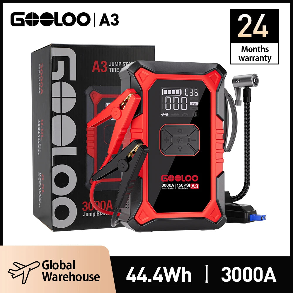 GOOLOO A3 Jump Starter With Air Compressor 3000A Portable