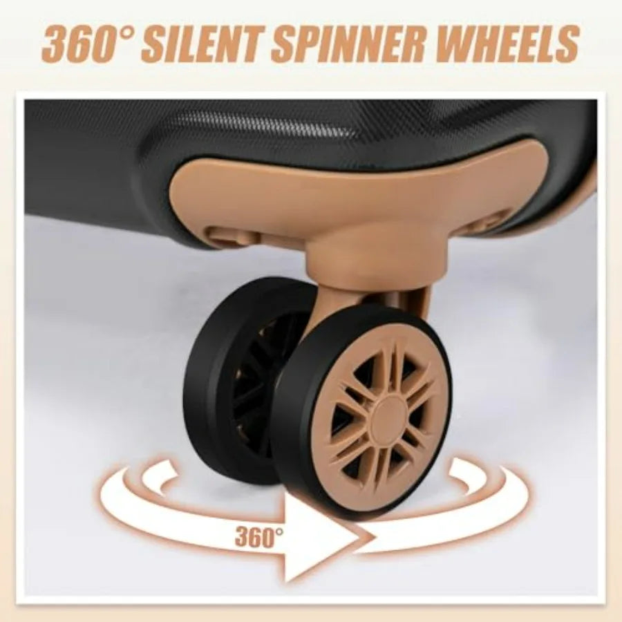 3-Piece ABS Luggage Set With Spinner Wheels And TSA Lock