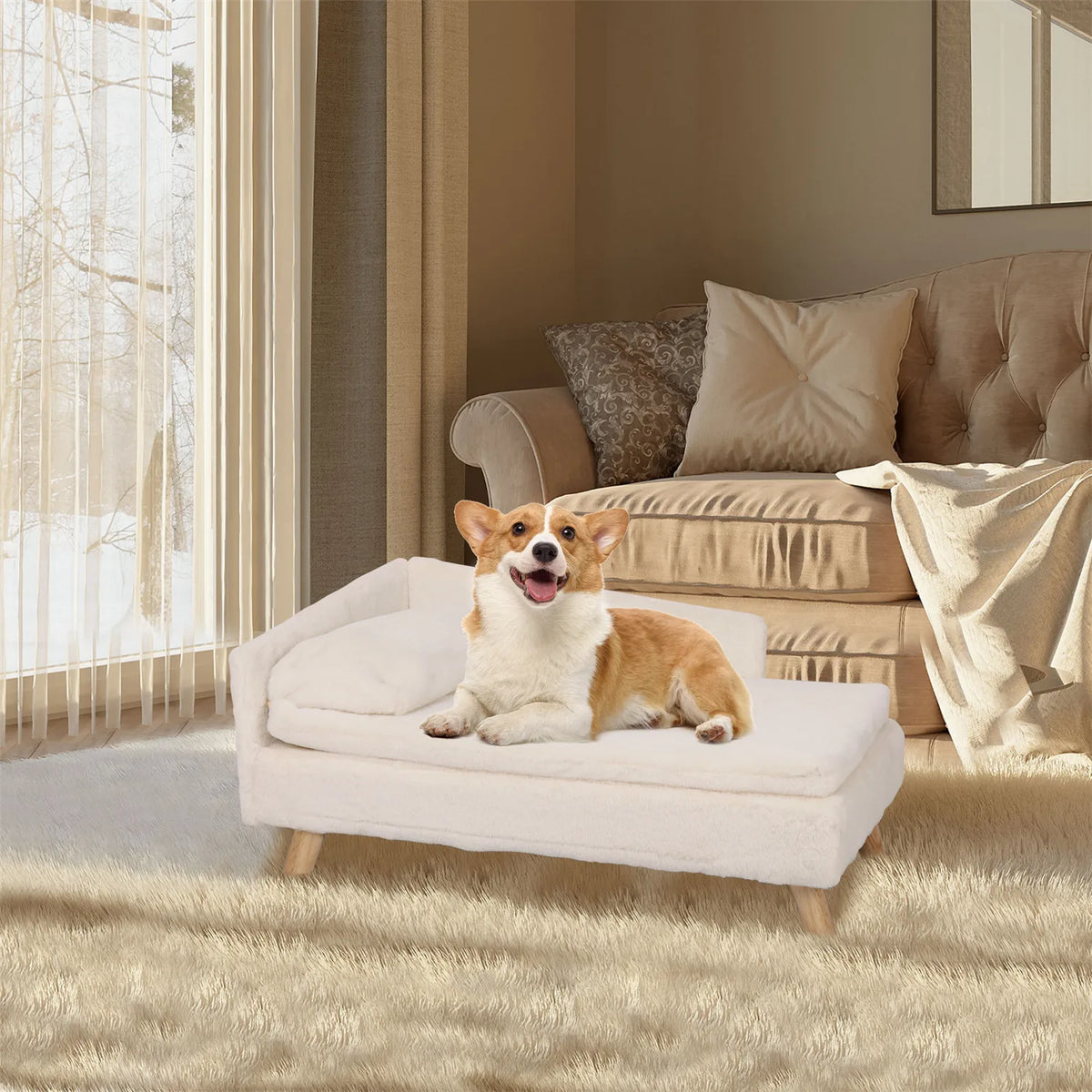BINGOPAW Elevated Pet Sofa Bed With Cozy Waterproof Pad