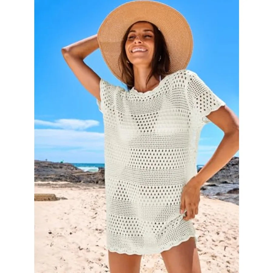 Women's Mesh Crochet Swimsuit Cover Up For Beach Vacation