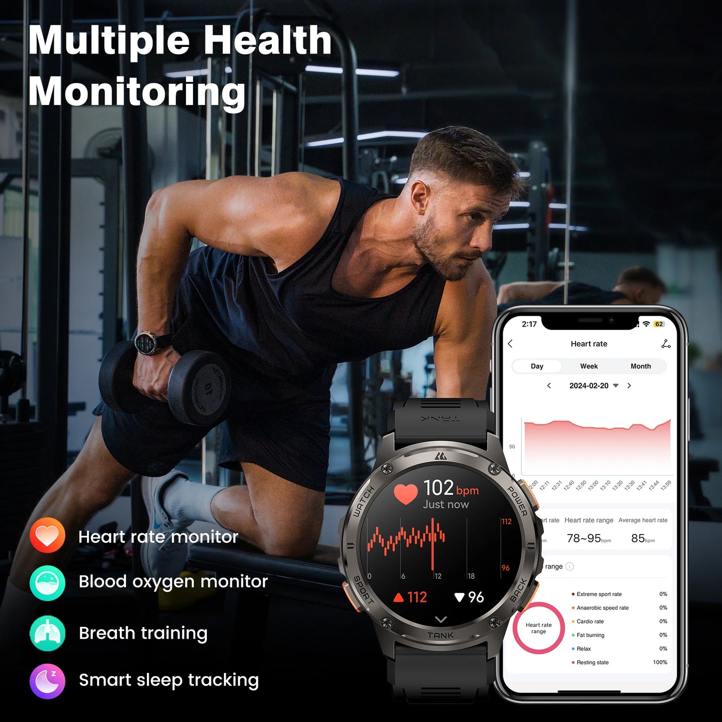 KOSPET TANK T3 Smartwatch Men's With Call And Text